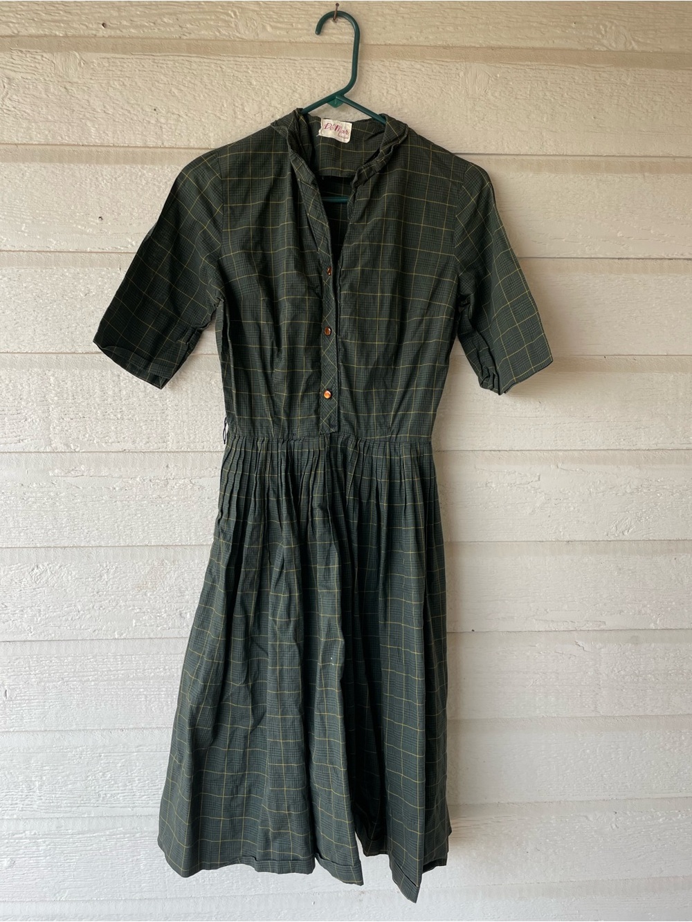 Vintage Plaid De’ Mar Dallas Dress 1940s Size S Girls Juniors